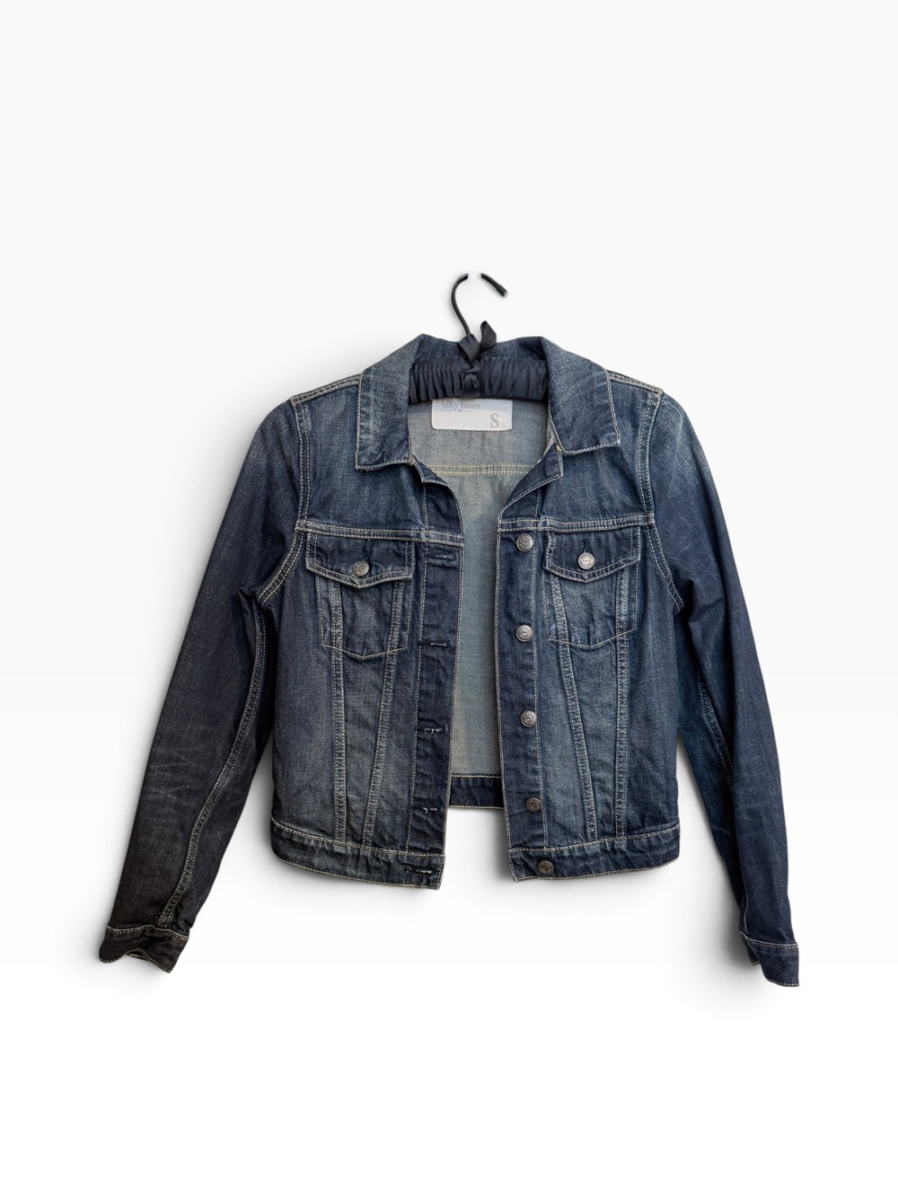 Classic Dark Blue Denim Jean Jacket - Casual Trucker Style